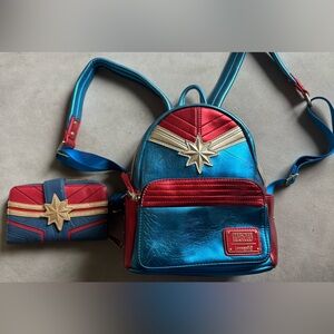 Marvel Loungefly Captain Marvel Mini Backpack and Wallet
